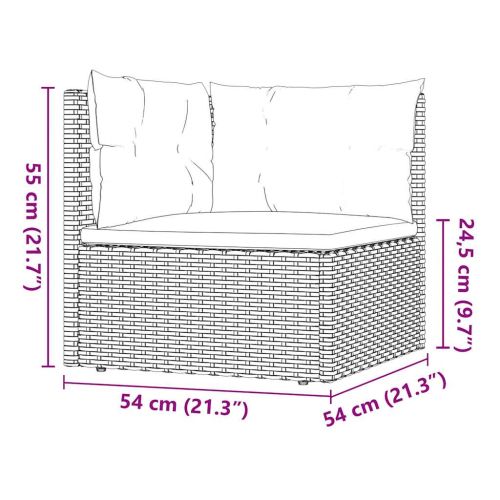 Градински лаундж комплект с възглавници 3 части черен полиратан