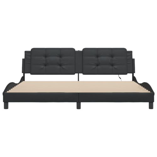 Рамка за легло с LED без матрак Zadar, черна, 200x200 см