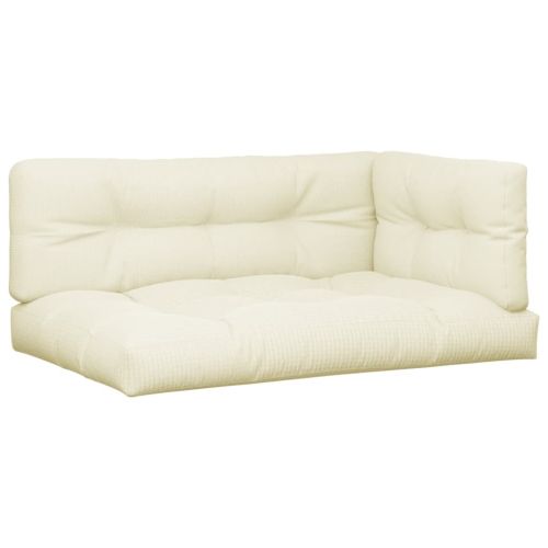 Палетни възглавници, 3 бр, кремави, текстил