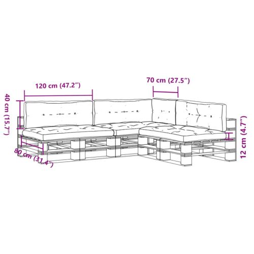Палетни възглавници, 7 бр, сиви, текстил