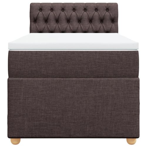 Боксспринг легло с матрак, тъмнокафяво, 90x190 см, плат