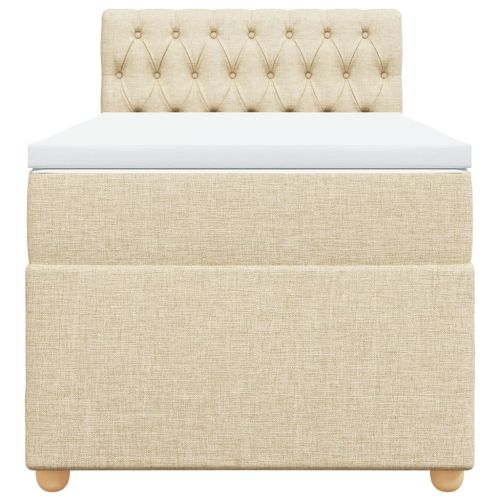 Боксспринг легло с матрак, кремава, 90x200 см, плат