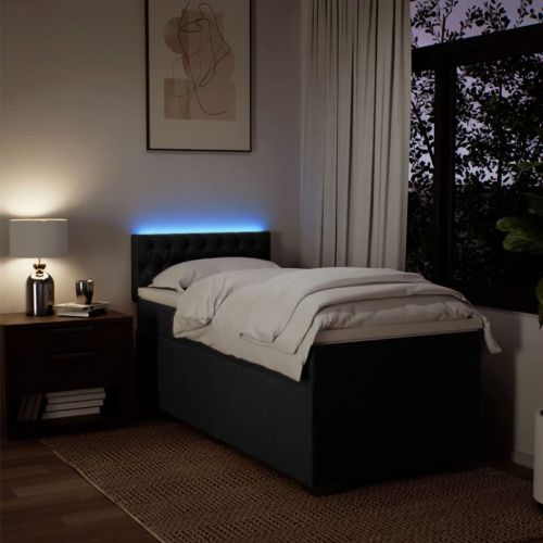 Боксспринг легло с матрак, черно, 80x200 см, плат