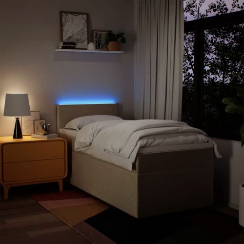 Боксспринг легло с матрак, кремава, 90x200 см, плат