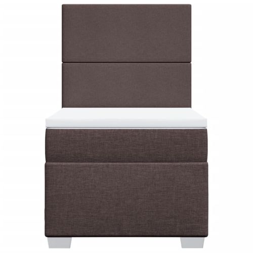 Боксспринг легло с матрак, тъмнокафяво, 100x200 см, плат