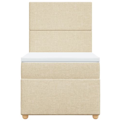 Боксспринг легло с матрак, кремава, 90x200 см, плат