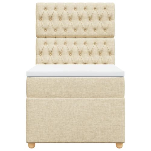 Боксспринг легло с матрак, кремава, 90x200 см, плат