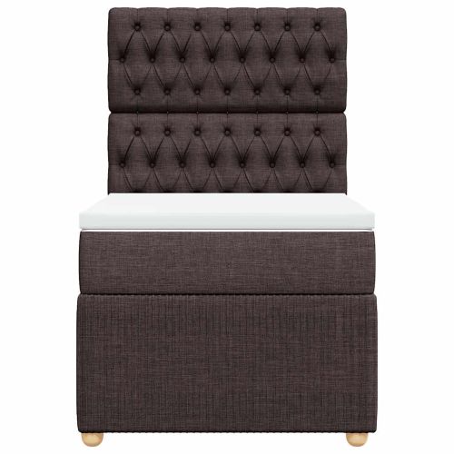 Боксспринг легло с матрак, тъмнокафяво, 90x190 см, плат