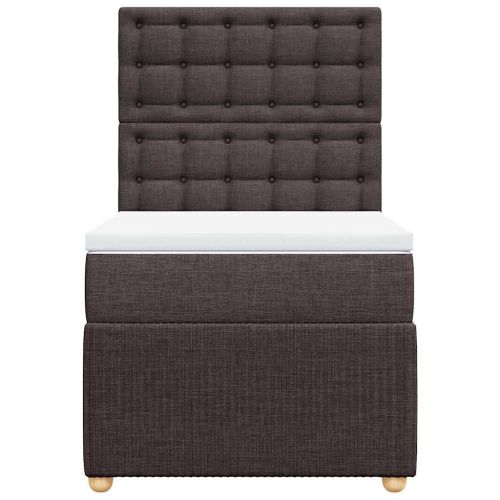 Боксспринг легло с матрак, тъмнокафяво, 90x190 см, плат