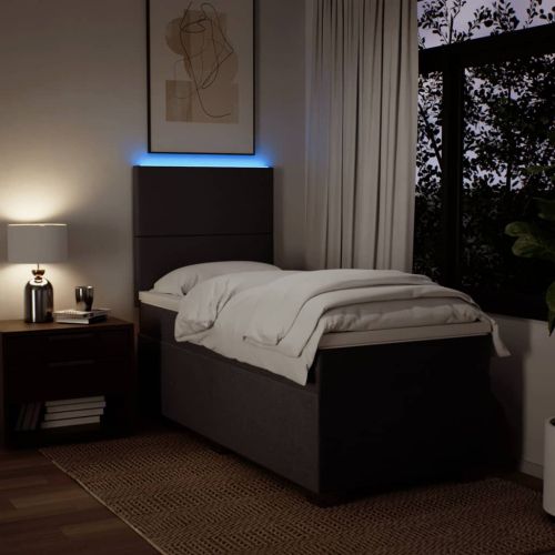 Боксспринг легло с матрак, тъмнокафяво, 100x200 см, плат