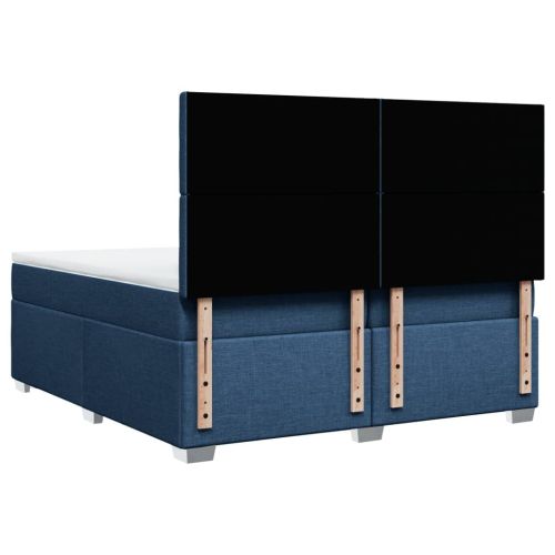 Боксспринг легло с матрак, синьо, 200x200 см, плат