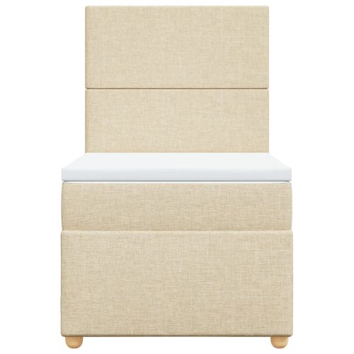 Боксспринг легло с матрак, кремава, 90x200 см, плат