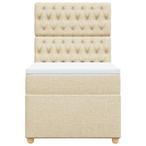 Боксспринг легло с матрак, кремава, 90x200 см, плат