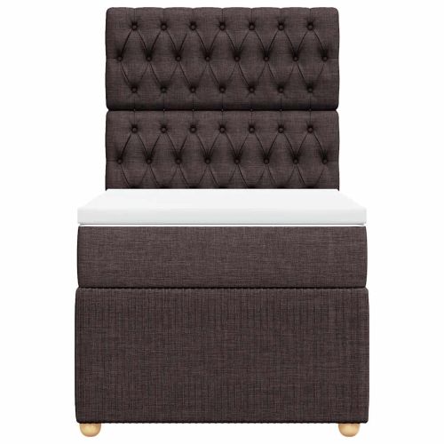 Боксспринг легло с матрак, тъмнокафяво, 90x190 см, плат