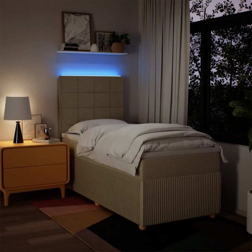 Боксспринг легло с матрак, кремава, 90x200 см, плат