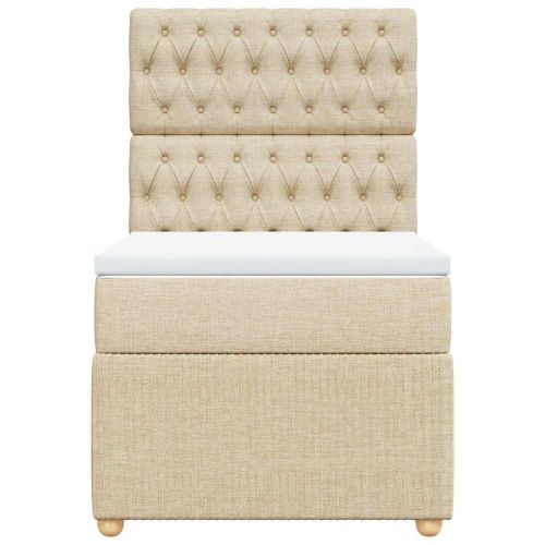 Боксспринг легло с матрак, кремава, 90x200 см, плат