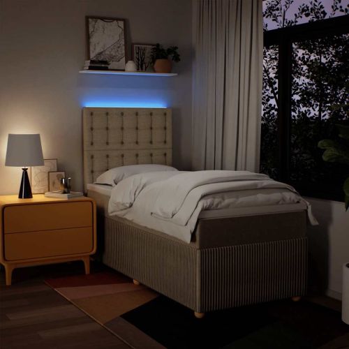 Боксспринг легло с матрак, кремава, 90x200 см, плат