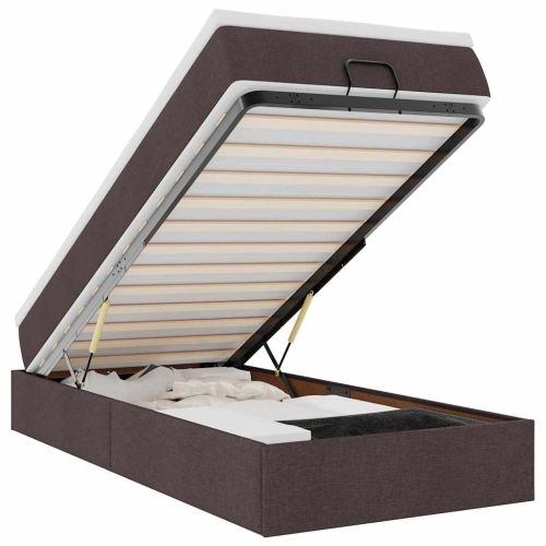 Османска легло с матрак, тъмнокафяво, 90x190 см, плат