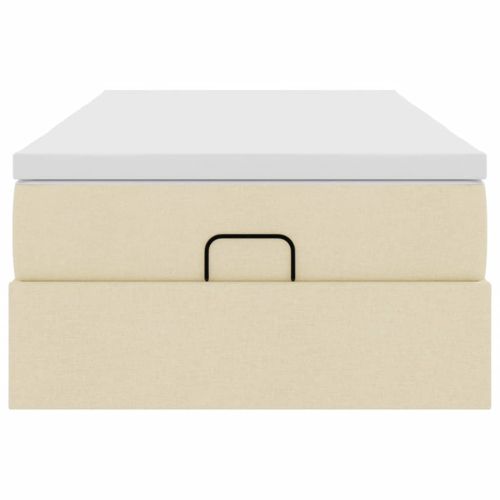 Османска легло с матрак, кремаво, 90x200 см, плат