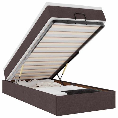 Османска легло с матрак, тъмнокафяво, 100x200 см, плат