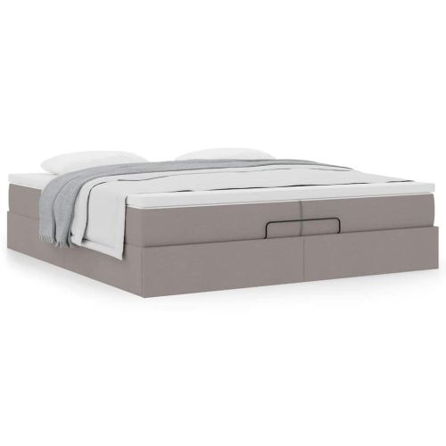 Османска легло с матраци, таупе, 200x200 см, плат