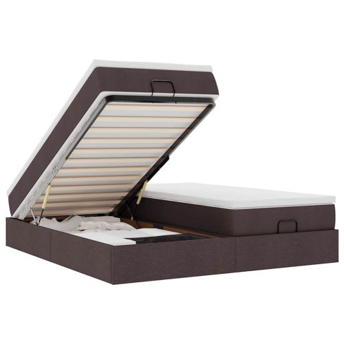 Османска легло с матраци, тъмнокафяво, 180x200 см, плат