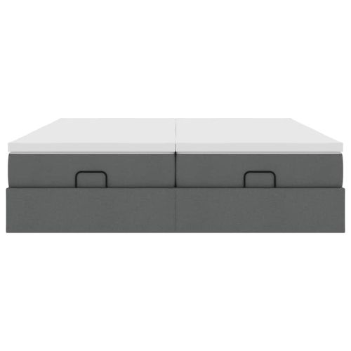 Османска легло с матраци, тъмносиво, 200x200 см, плат