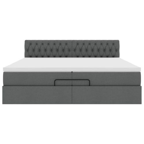 Османска легло с матрак, тъмносиво, 200x200 см, плат