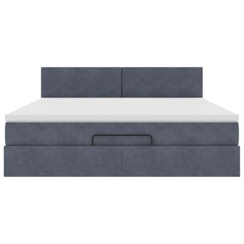 Османска легло с матрак, тъмносиво, 180x200 см, кадифе