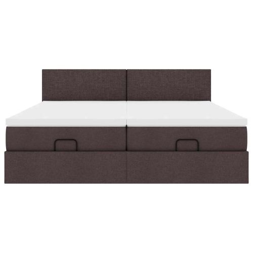 Османска легло с матраци, тъмнокафяво, 180x200 см, плат