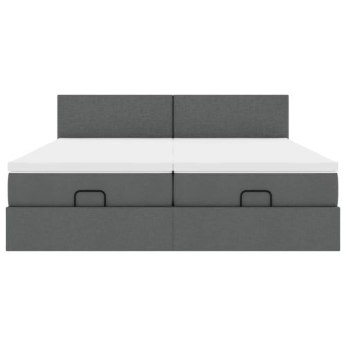 Османска легло с матраци, тъмносиво, 200x200 см, плат