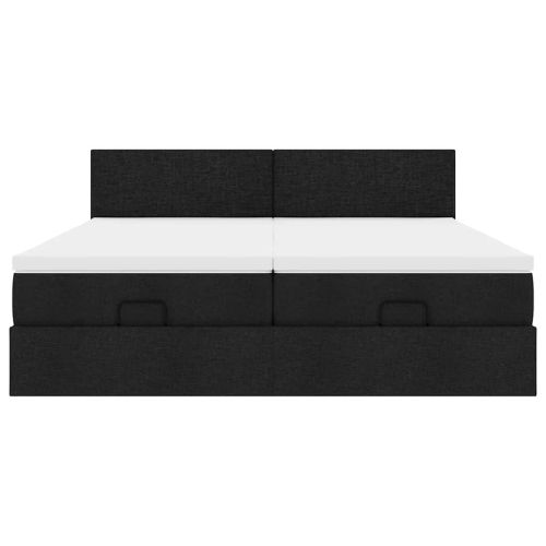 Османска легло с матраци, черно, 200x200 см, плат