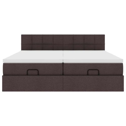 Османска легло с матраци, тъмнокафяво, 180x200 см, плат