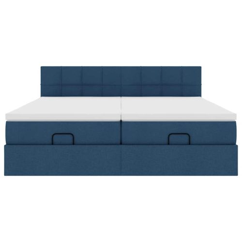 Османска легло с матраци, синьо, 180x200 см, плат