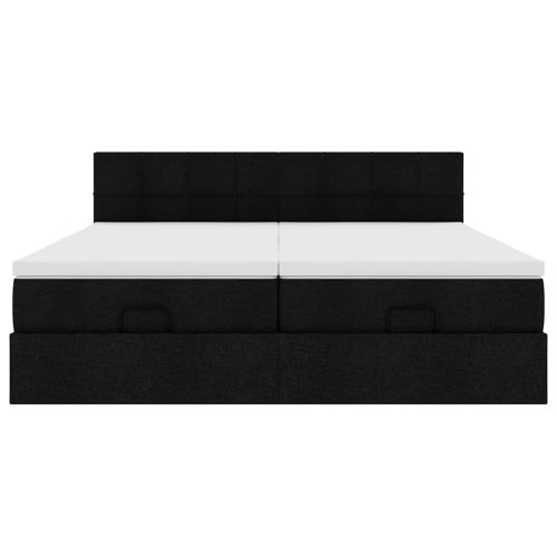 Османска легло с матраци, черно, 200x200 см, плат