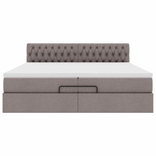 Османска легло с матрак и LED, таупе, 200x200 см, плат