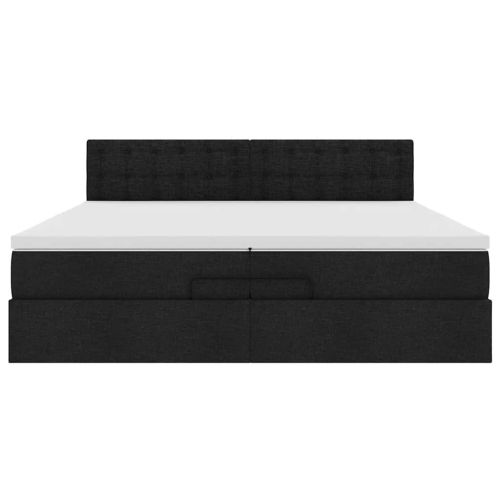 Османска легло с матрак и LED, черно, 200x200 см, плат