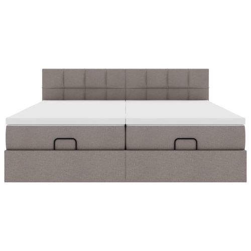 Османска легло с матраци и LED, таупе, 180x200 см, плат