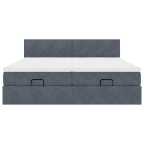 Османска легло с матраци и LED, тъмносиво, 180x200 см, кадифе