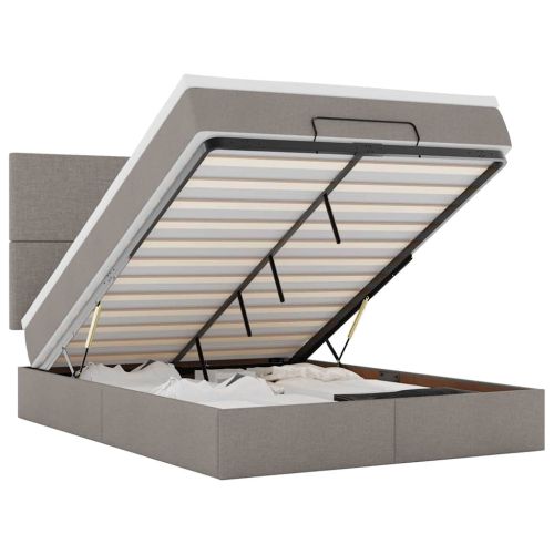 Османска легло с матрак, таупе, 140x190 см, плат