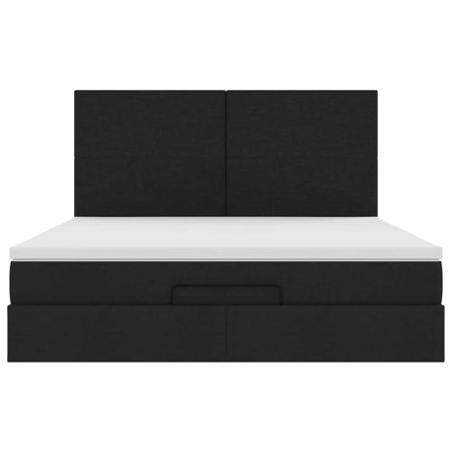 Османска легло с матраци, черно, 200x200 см, плат