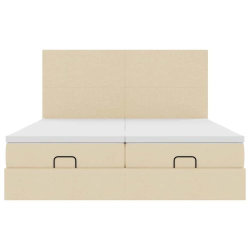 Османска легло с матраци, кремаво, 160x200 см, плат