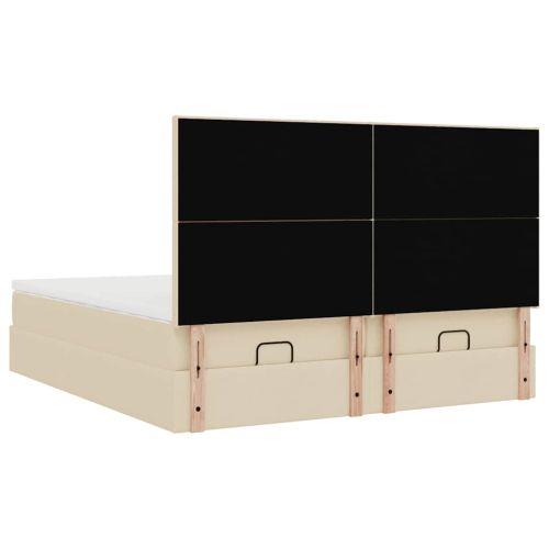 Османска легло с матраци, кремаво, 160x200 см, плат