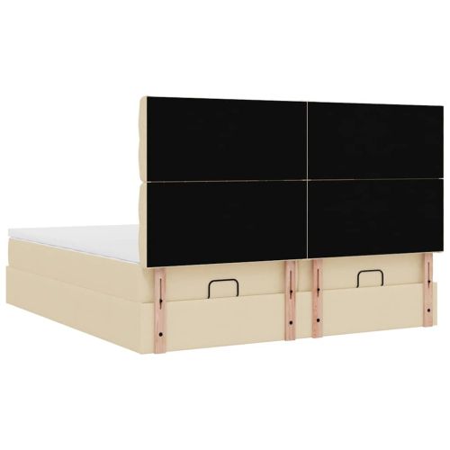 Османска легло с матраци, кремаво, 180x200 см, плат