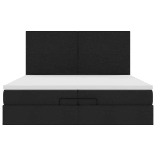 Османска легло с матрак и LED, черно, 200x200 см, плат