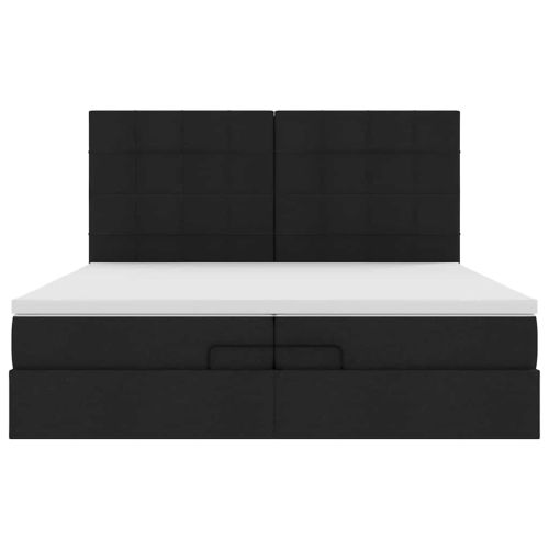 Османска легло с матрак и LED, черно, 200x200 см, плат