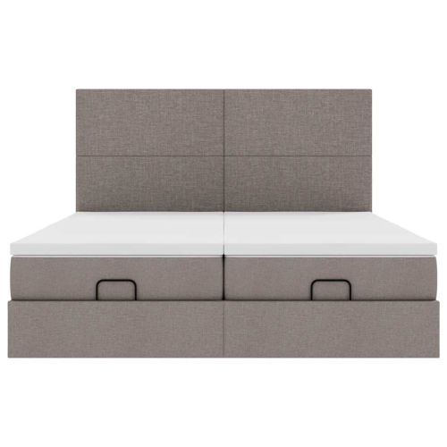 Османска легло с матраци и LED, таупе, 180x200 см, плат