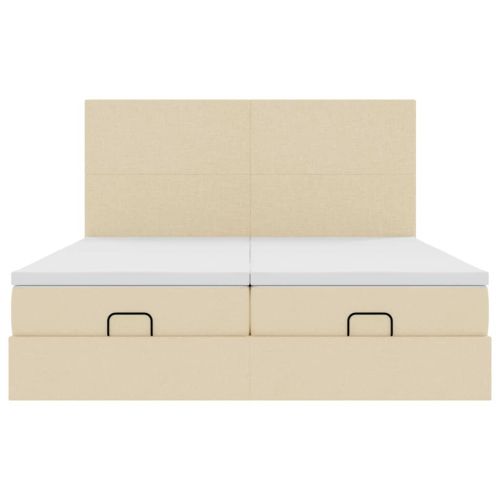 Османска легло с матраци и LED, кремаво, 180x200 см, плат