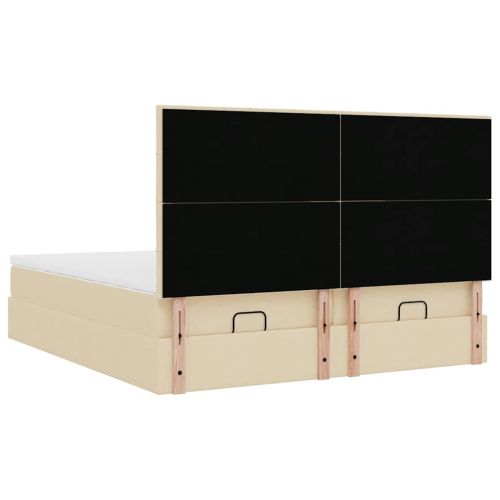 Османска легло с матраци и LED, кремаво, 180x200 см, плат