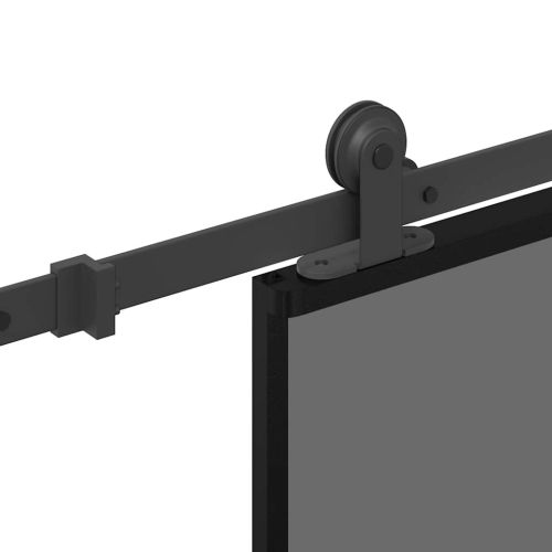 Плъзгаща се врата с обков 76x205 см Закалено стъкло&Алуминий